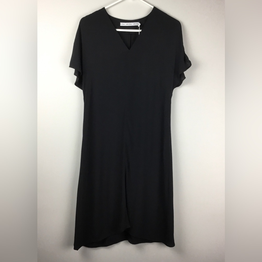 & Other Stories Black Viscose V-Neck Dress Size 4